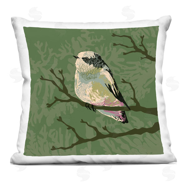 stupell industries Verbrugge Watercolor | Peaceful Perched Bird Botanical Branches Printed Throw Pillow
