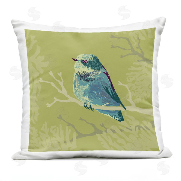Stupell Industries Verbrugge Watercolor | Perched Blue Bird Tree Branch Shapes Printed Throw Pillow