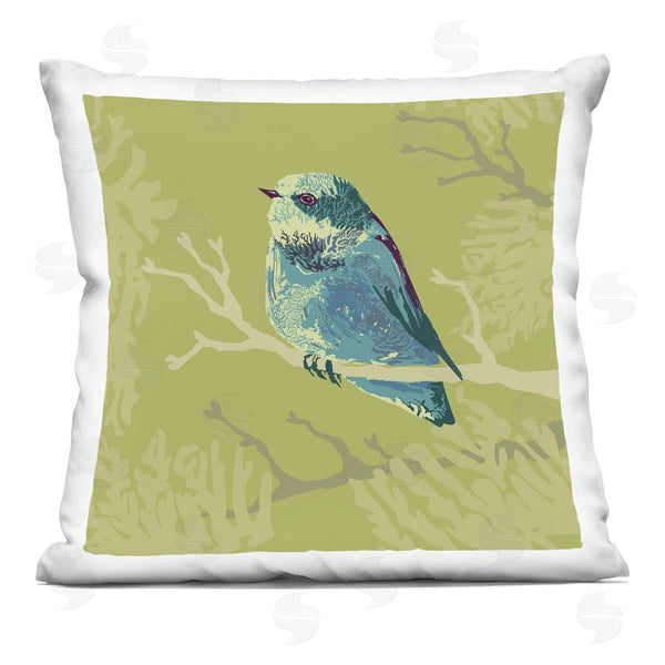 stupell industries Verbrugge Watercolor | Perched Blue Bird Tree Branch Shapes Printed Throw Pillow