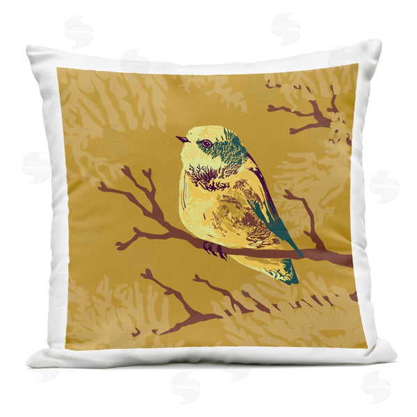 Stupell Industries Verbrugge Watercolor | Perched Yellow Bird Printed Throw Pillow