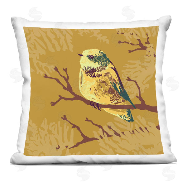 stupell industries Verbrugge Watercolor | Perched Yellow Bird Printed Throw Pillow