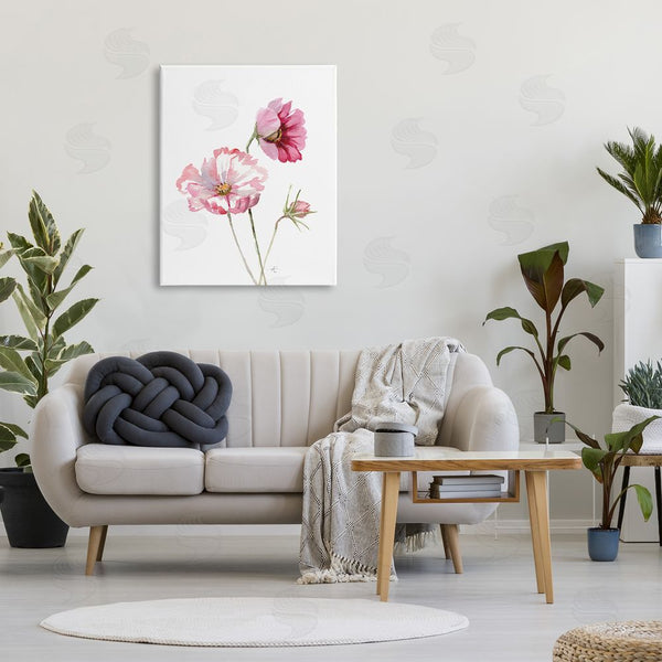 Stupell Industries Verbrugge Watercolor | Pink Cosmo Florals Spring Bloom Floral Watercolor Wall Art