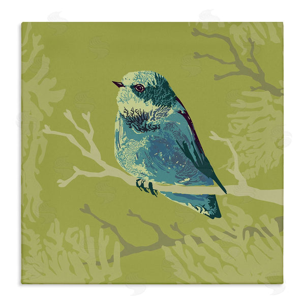 stupell industries Verbrugge Watercolor | Small Blue Bird Perched Modern Layered Botanicals Wall Art
