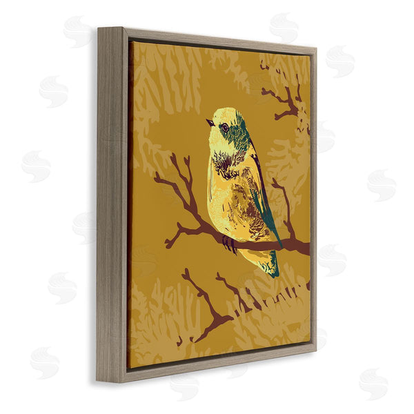 Stupell Industries Verbrugge Watercolor | Small Yellow Bird Perched Wildlife Animal Portrait Wall Art