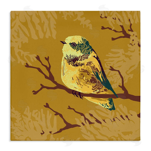 stupell industries Verbrugge Watercolor | Small Yellow Bird Perched Wildlife Animal Portrait Wall Art