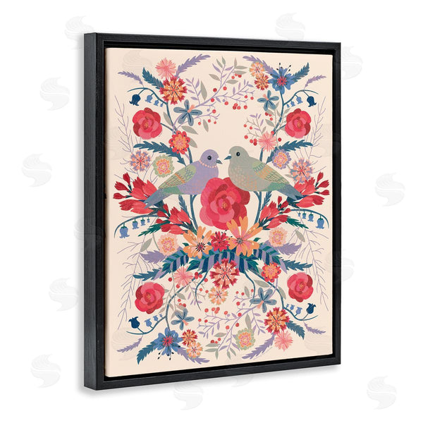 Stupell Industries Verbrugge Watercolor | Soft Symmetrical Florals & Birds