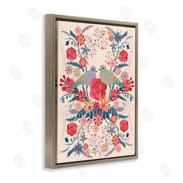 Stupell Industries Verbrugge Watercolor | Soft Symmetrical Florals & Birds
