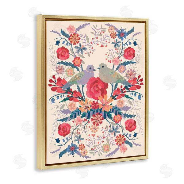 Stupell Industries Verbrugge Watercolor | Soft Symmetrical Florals & Birds