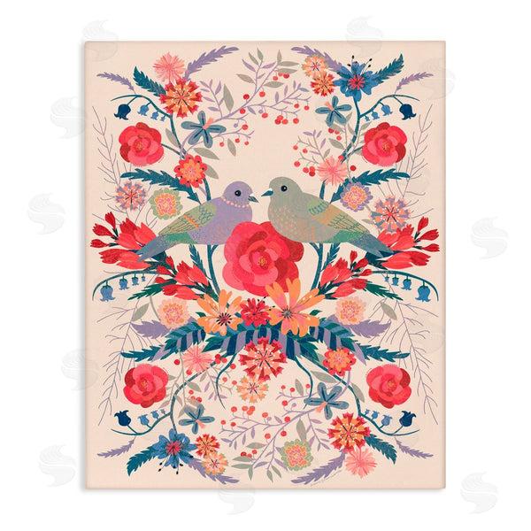 stupell industries Verbrugge Watercolor | Soft Symmetrical Florals & Birds