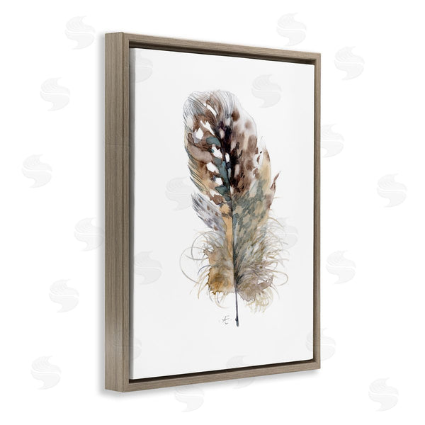 Stupell Industries Verbrugge Watercolor | Speckled Bird Feather Study Brown Animal Watercolor Wall Art