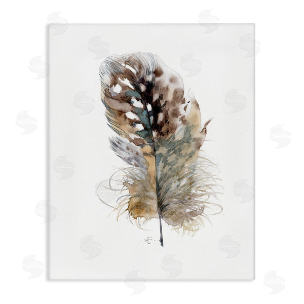 stupell industries Verbrugge Watercolor | Speckled Bird Feather Study Brown Animal Watercolor Wall Art