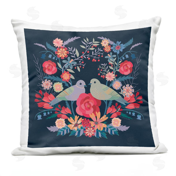 Stupell Industries Verbrugge Watercolor | Symmetrical Birds & Flowers Printed Throw Pillow
