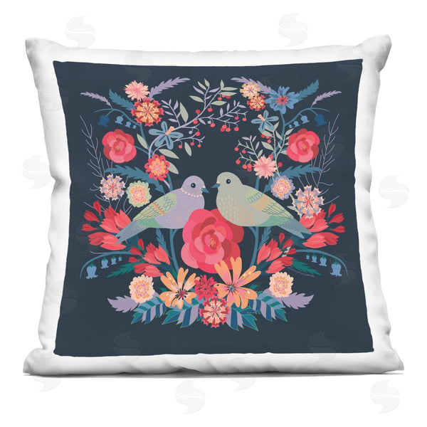 stupell industries Verbrugge Watercolor | Symmetrical Birds & Flowers Printed Throw Pillow
