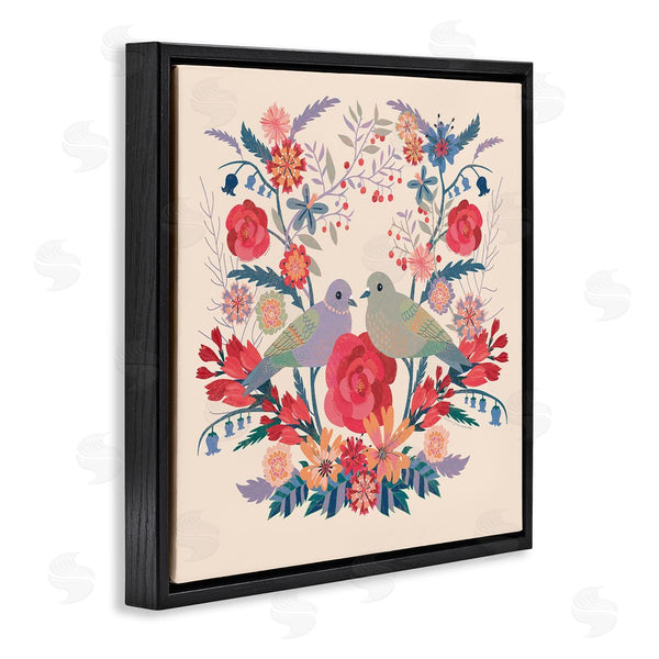 Stupell Industries Verbrugge Watercolor | Symmetrical Folk Flowers & Birds Wall Art