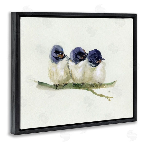 Stupell Industries Verbrugge Watercolor | Trio Of Baby Swallows Birds Perched On Branch Wall Art