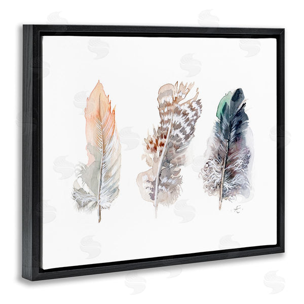 Stupell Industries Verbrugge Watercolor | Trio Of Patterned Bird Feathers Animal Watercolor Wall Art