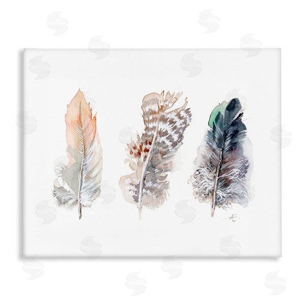 stupell industries Verbrugge Watercolor | Trio of Patterned Bird Feathers Animal Watercolor Wall Art