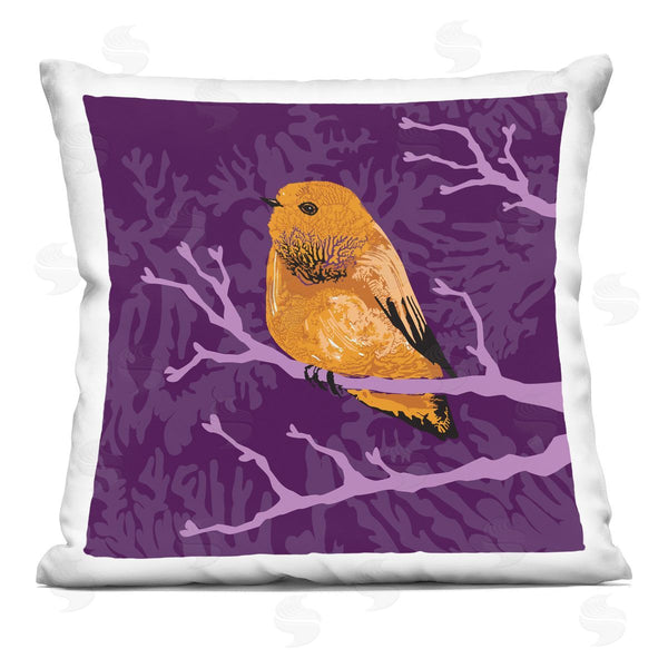stupell industries Verbrugge Watercolor | Vivid Bird Botanical Tree Branch Pattern Printed Throw Pillow