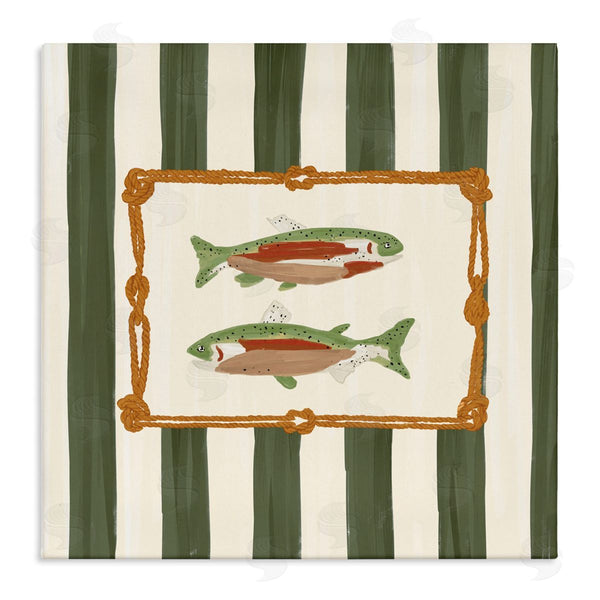 stupell industries Veronica Lara | Gone Fishing Green Stripes