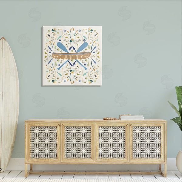 Stupell Industries Veronique Charron | Jump In Botanical Patterned Canoe Boat Crossed Ores Wall Art