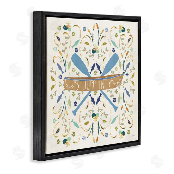 Stupell Industries Veronique Charron | Jump In Botanical Patterned Canoe Boat Crossed Ores Wall Art