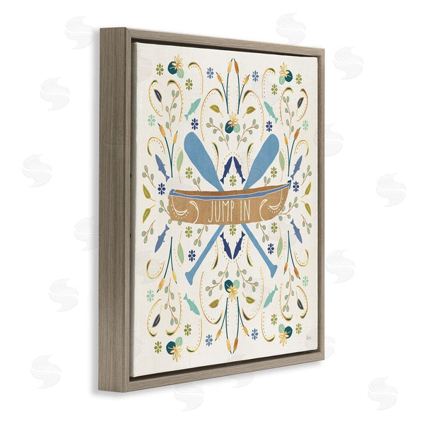 Stupell Industries Veronique Charron | Jump In Botanical Patterned Canoe Boat Crossed Ores Wall Art