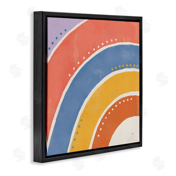 Stupell Industries Veronique Charron | Playful Primary Color Half Rainbow Polka Dot Stripes Wall Art