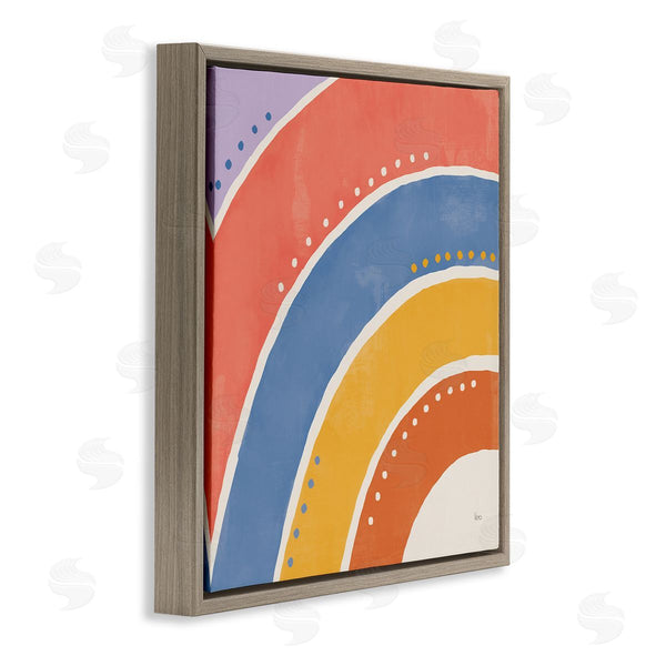 Stupell Industries Veronique Charron | Playful Primary Color Half Rainbow Polka Dot Stripes Wall Art