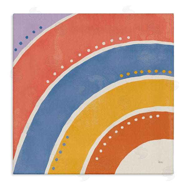 stupell industries Veronique Charron | Playful Primary Color Half Rainbow Polka Dot Stripes Wall Art