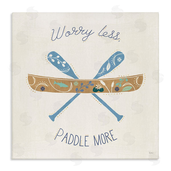 stupell industries Veronique Charron | Worry Less Paddle More Canoe Boat Typography Wall Art
