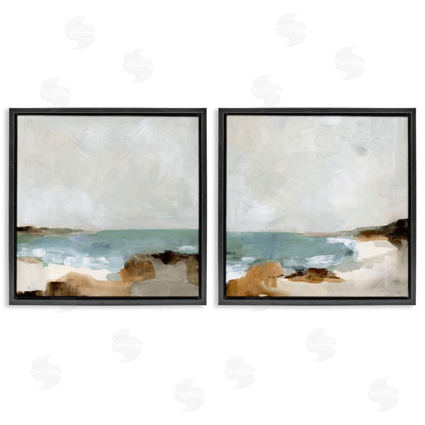 Stupell Industries Victoria Barnes | Abstract Beach Cove Landscape Cliffs