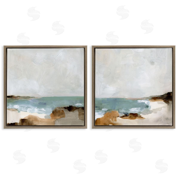 Stupell Industries Victoria Barnes | Abstract Beach Cove Landscape Cliffs