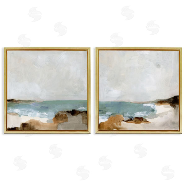 Stupell Industries Victoria Barnes | Abstract Beach Cove Landscape Cliffs