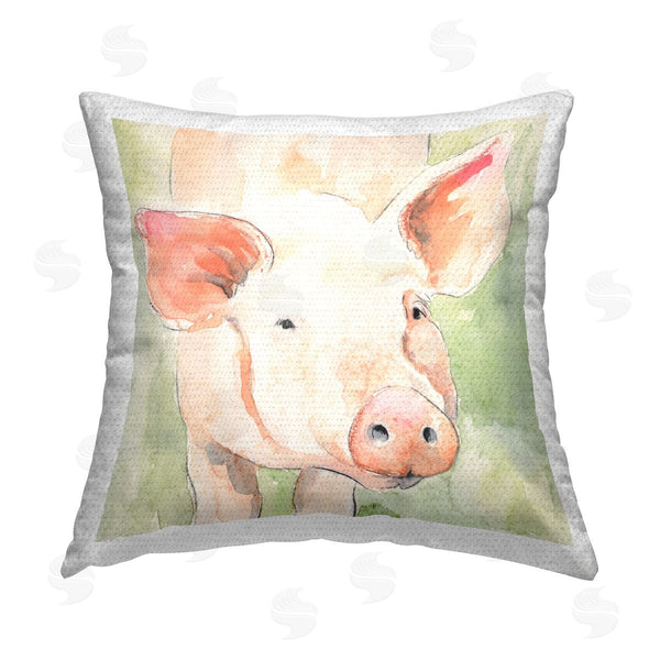 Stupell Industries Victoria Barnes | Abstract Pig Face Printed Throw Pillow