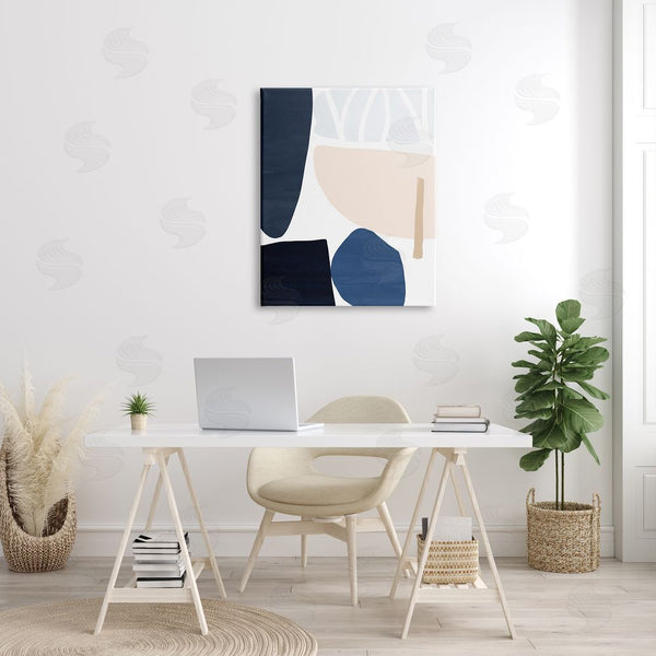 Stupell Industries Victoria Barnes | Abstract Shape Collage Modern Blue Pink Beige Wall Art