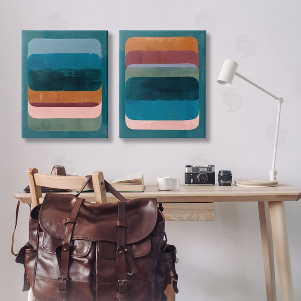 Stupell Industries Victoria Barnes | Abstract Teal Stacked Colors Wall Art