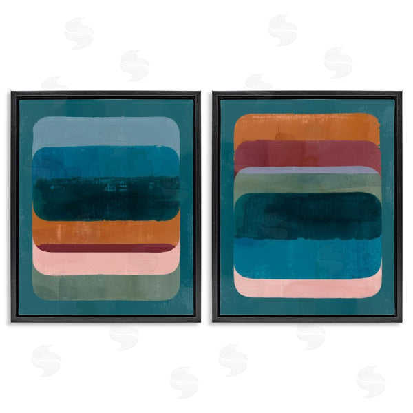 Stupell Industries Victoria Barnes | Abstract Teal Stacked Colors Wall Art