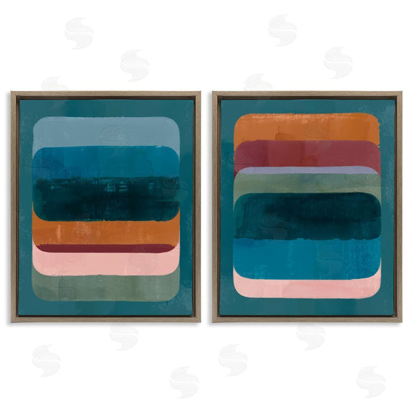 Stupell Industries Victoria Barnes | Abstract Teal Stacked Colors Wall Art