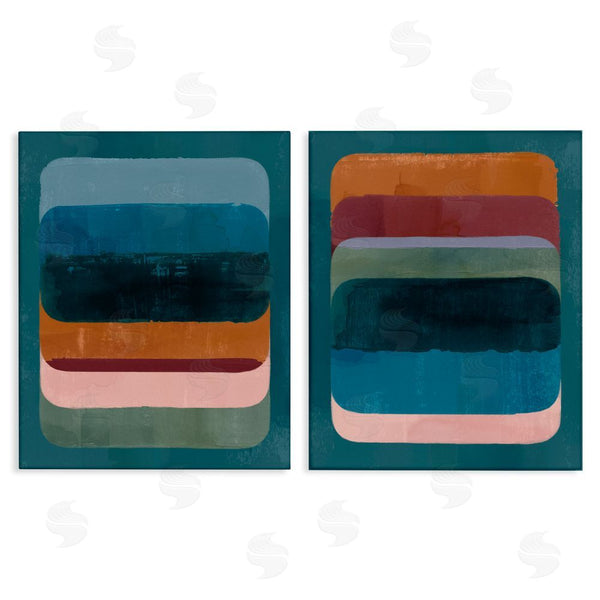 stupell industries Victoria Barnes | Abstract Teal Stacked Colors Wall Art