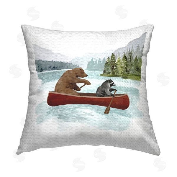 Stupell Industries Victoria Barnes | Animals With Canoe Printed Throw Pillow