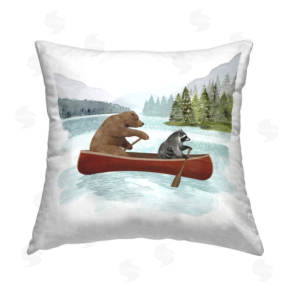 stupell industries Victoria Barnes | Animals with Canoe Printed Throw Pillow