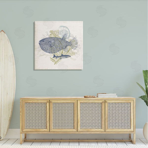 Stupell Industries Victoria Barnes | Aquatic Sea Life Rustic Seashell Layered Fish Wall Art
