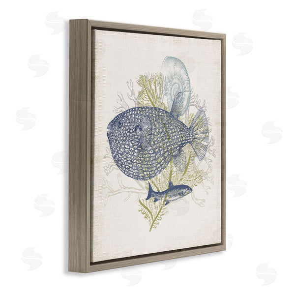 Stupell Industries Victoria Barnes | Aquatic Sea Life Rustic Seashell Layered Fish Wall Art