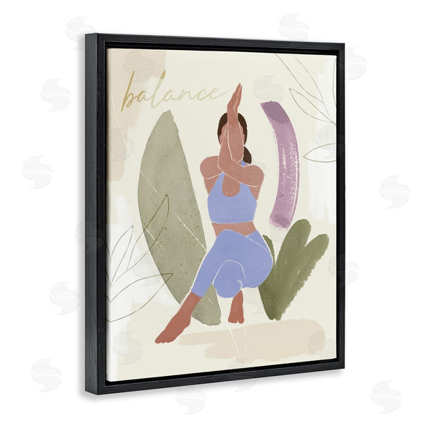 Stupell Industries Victoria Barnes | Balance Typography Fitness Yoga Pose Botanical Motif Wall Art