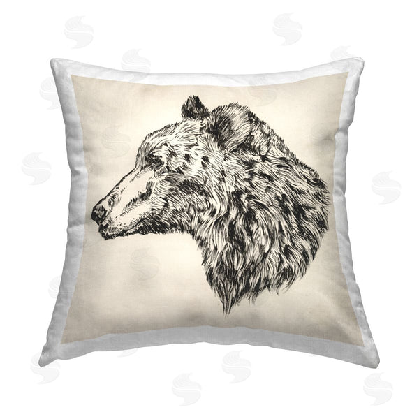 stupell industries Victoria Barnes | Bear Facing Left Printed Throw Pillow
