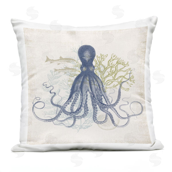 Stupell Industries Victoria Barnes | Beautiful Octopus Sea Life Coral Botanicals Printed Throw Pillow