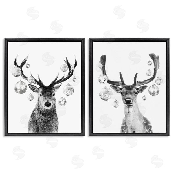 Stupell Industries Victoria Barnes | Black And White Disco Deer Wall Art