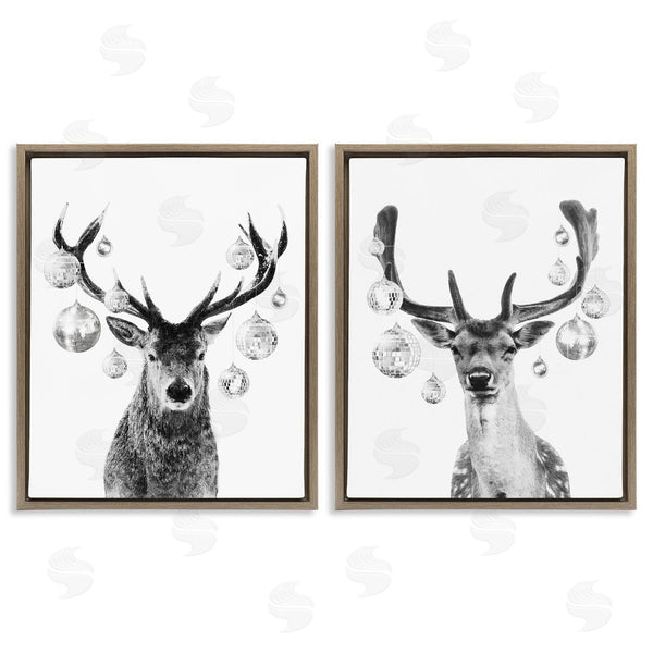Stupell Industries Victoria Barnes | Black And White Disco Deer Wall Art