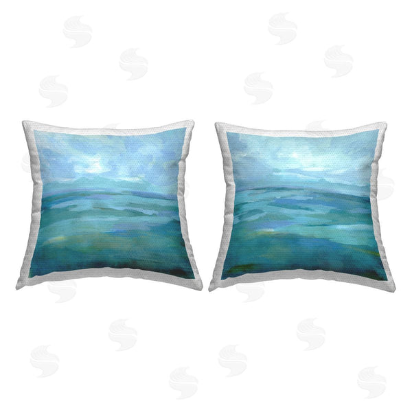 Stupell Industries Victoria Barnes | Blue Abstract Landscape Horizon Printed Throw Pillow Set