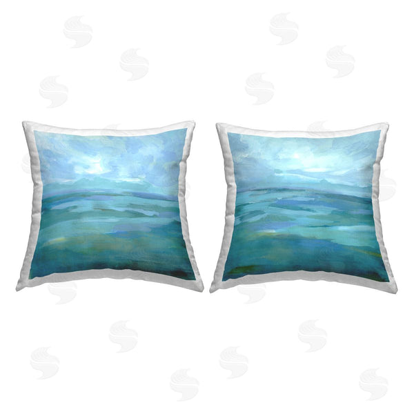 stupell industries Victoria Barnes | Blue Abstract Landscape Horizon Printed Throw Pillow Set
